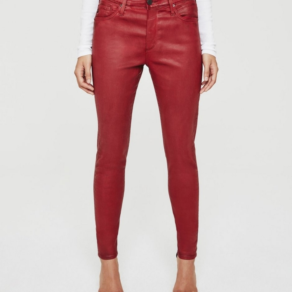 Anthropologie Adriano Goldschmied high waisted red leather jeans